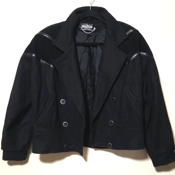 Braetan Vintage Union Made Double Breasted Cropped Jacket Suede Accents Size Med - Picture 9 of 15